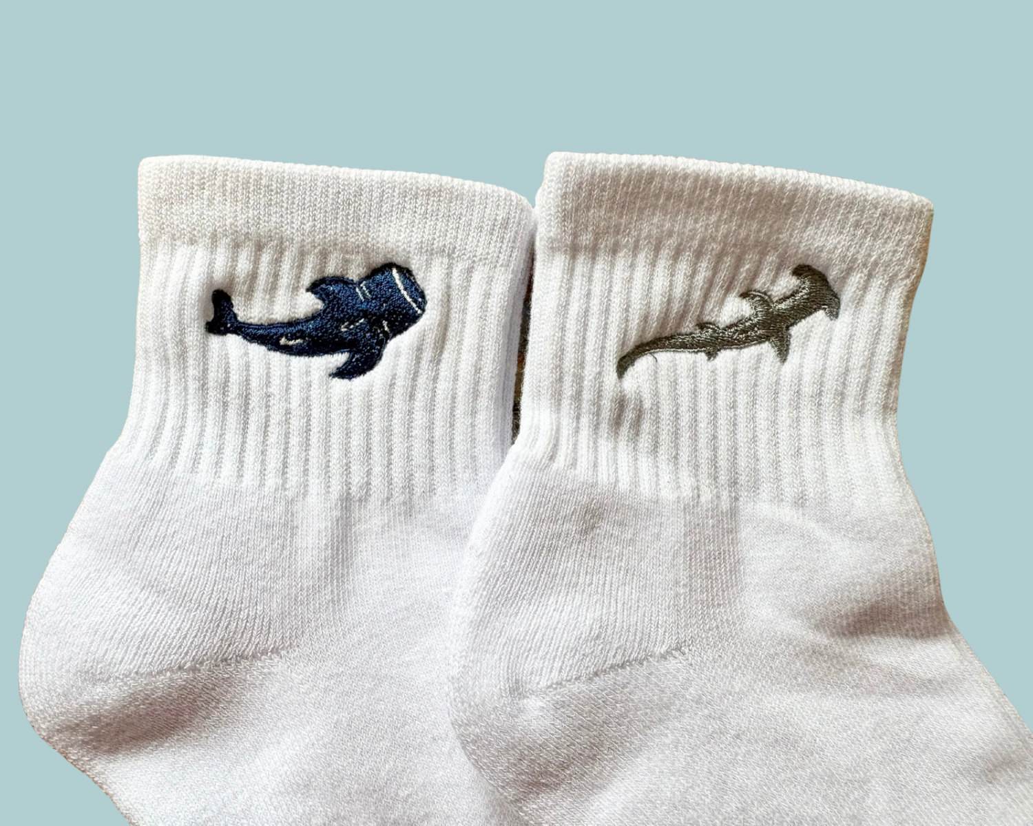 Whale Shark Embroidered Crew Socks