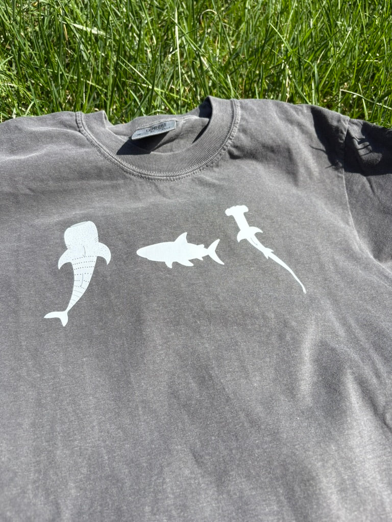 Triple Shark Icon Short Sleeve T-Shirt