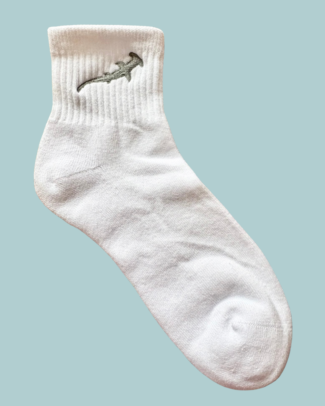 Hammerhead Shark Embroidered Crew Socks