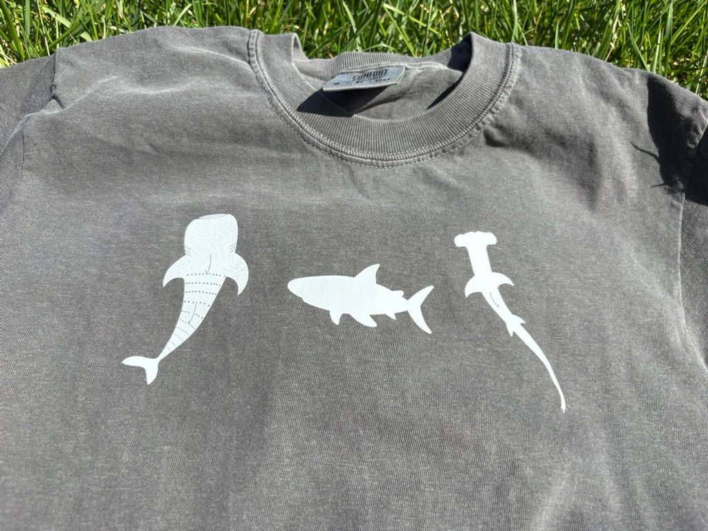 Triple Shark Icon Short Sleeve T-Shirt