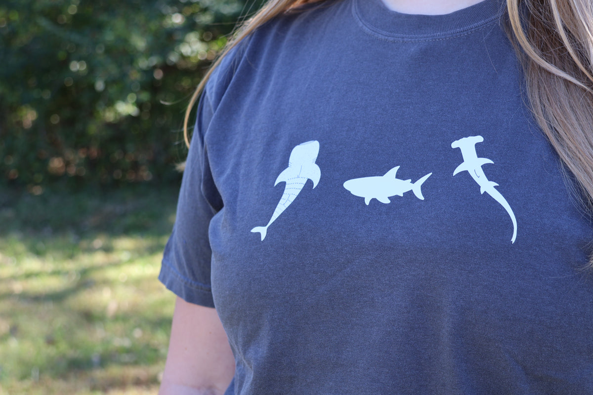 Triple Shark Icon Short Sleeve T-Shirt